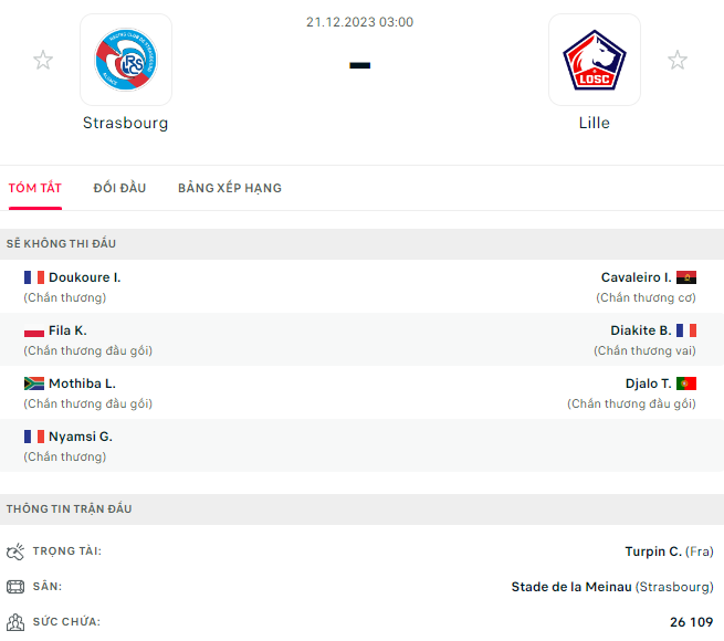 Strasbourg vs Lille